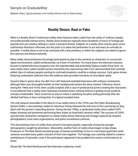 reality shows are fake essay